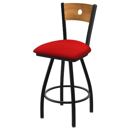 30 Swivel Counter Stool,Black Wrinkle,Med Back,Canter Red Seat